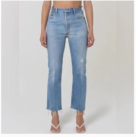 EB Denim Sz 26 OG Reinvented Jeans Reworked Levi's Straight Leg 501 - Picture 1 of 14